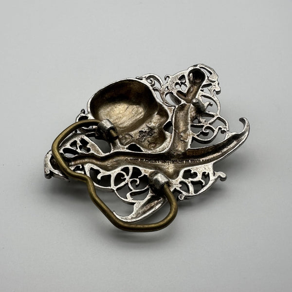 Solid Steriling Silver Skull Buckle Artist Belt Buckle Musician Buckle
