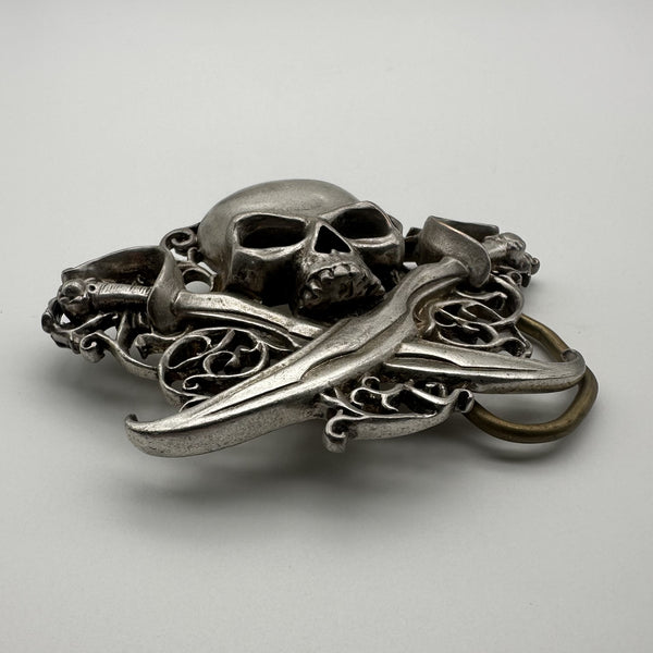 Solid Steriling Silver Skull Buckle Artist Belt Buckle Musician Buckle