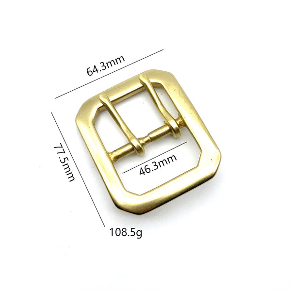 46mm Solid Brass Buckle Double Pin Centre Bar Buckle Leather Belt Fastener