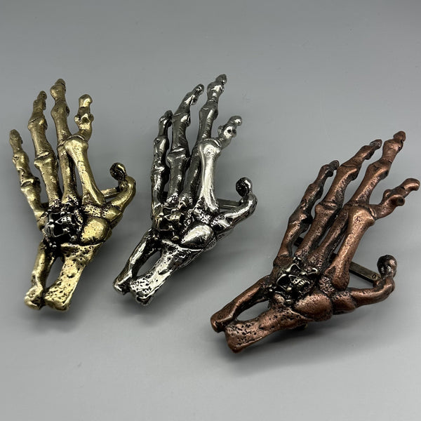Ghost Hand Buckle,Skull Hand Red Copper Brass Silver Buckle,Biker Belt Buckle