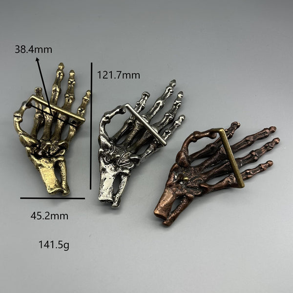 Ghost Hand Buckle,Skull Hand Red Copper Brass Silver Buckle,Biker Belt Buckle