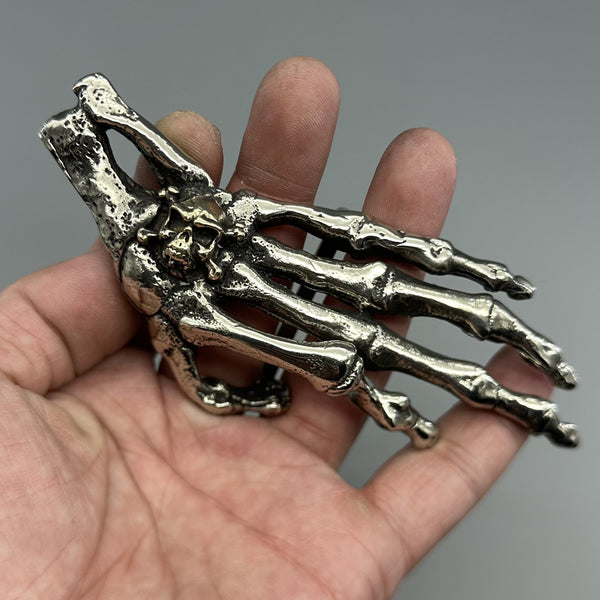 Ghost Hand Buckle,Skull Hand Red Copper Brass Silver Buckle,Biker Belt Buckle