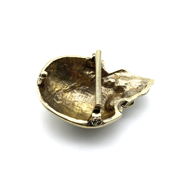 Brass Skull Buckle Hand Casted Belt Buckle Biker Musician Outfit Decor Accessories