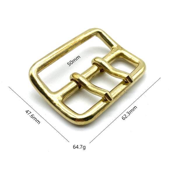50mm Brass Buckle Sam Browne Double Prong Buckle Leather Belt Buckle