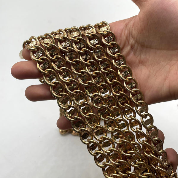 Gold Textured Bag  Chain