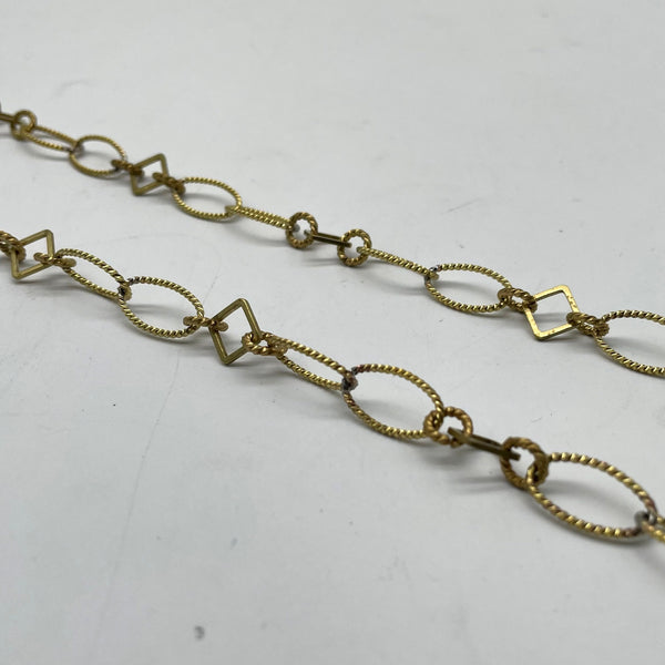 Brass Twisted Oval & Square Connector Chain - Vintage Boho Jewelry Supply