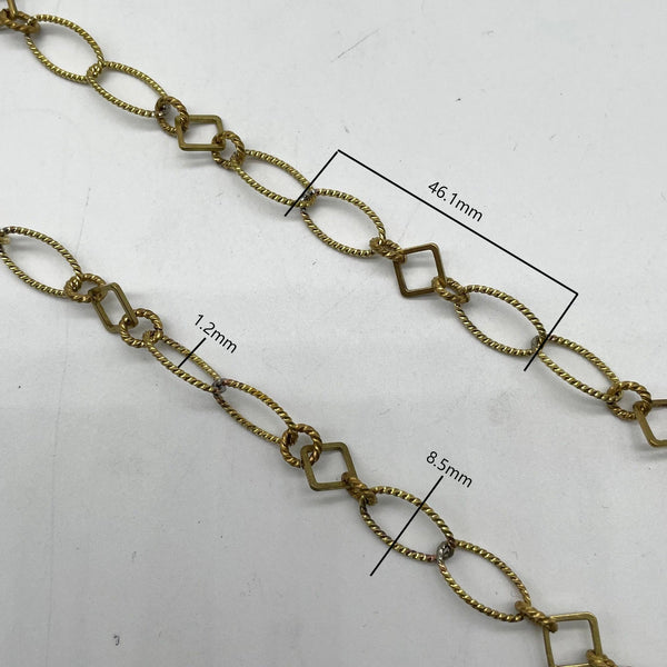 Brass Twisted Oval & Square Connector Chain - Vintage Boho Jewelry Supply