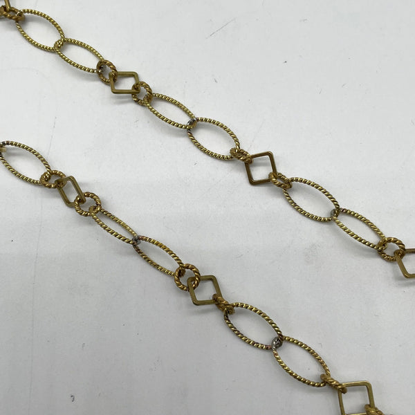 Brass Twisted Oval & Square Connector Chain - Vintage Boho Jewelry Supply