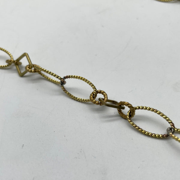 Brass Twisted Oval & Square Connector Chain - Vintage Boho Jewelry Supply