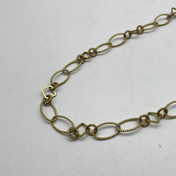 Brass Twisted Oval & Square Connector Chain - Vintage Boho Jewelry Supply