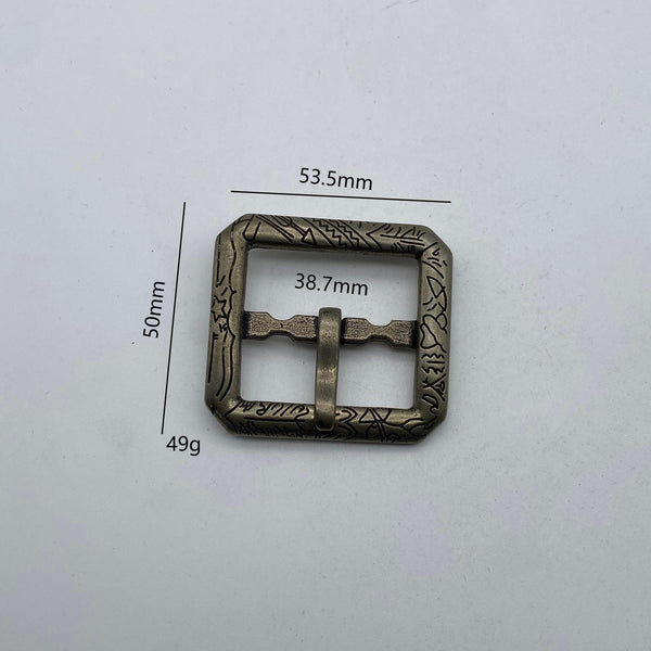 Copper Center Pin Buckle Indian Cultural Symbols 1 1/2''