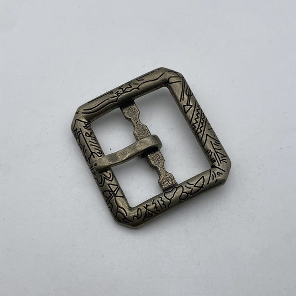 Copper Center Pin Buckle Indian Cultural Symbols 1 1/2''