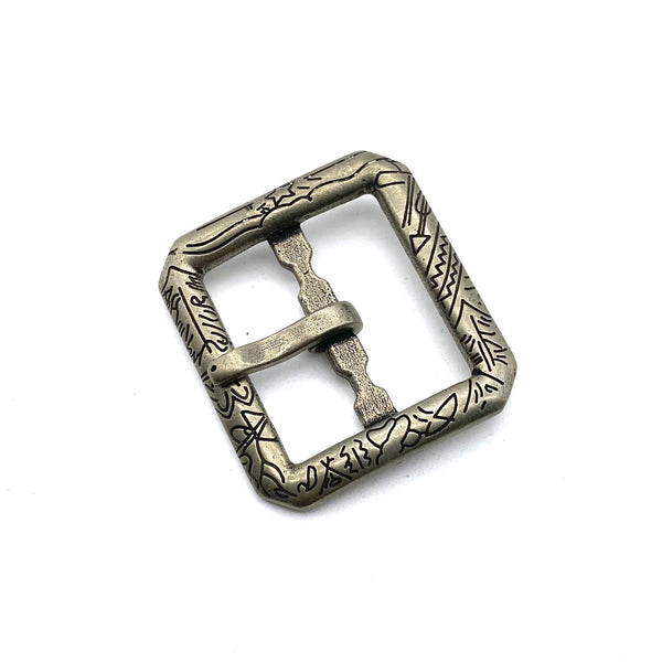 Copper Center Pin Buckle Indian Cultural Symbols 1 1/2''