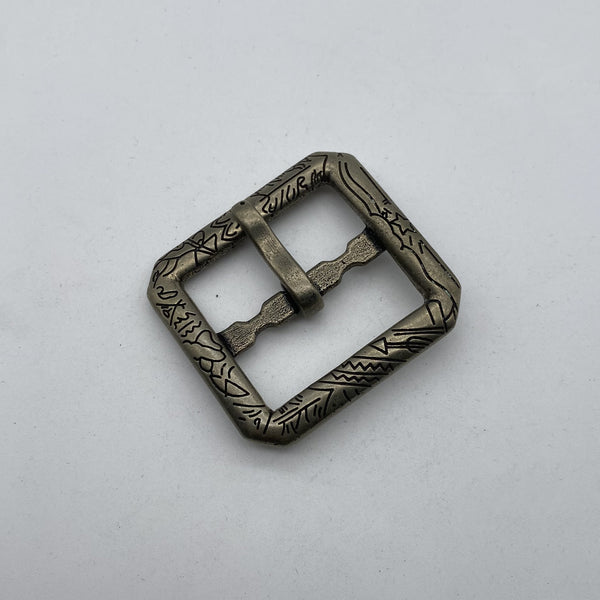 Copper Center Pin Buckle Indian Cultural Symbols 1 1/2''