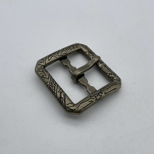 Copper Center Pin Buckle Indian Cultural Symbols 1 1/2''