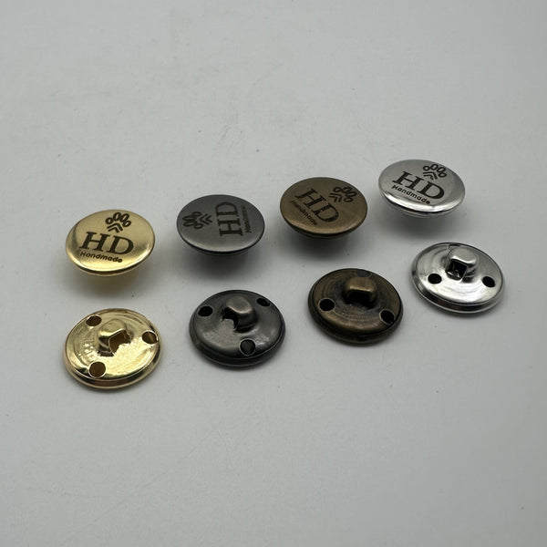 Custom Logo Clothing Buttons,Shank Button,Round Metallic Shank Buttons,Sewing Buttons Personalized Design,18mm Gold/Silver/Bronze/Gun Black