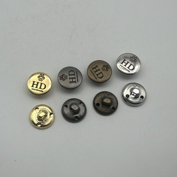 Custom Logo Clothing Buttons,Shank Button,Round Metallic Shank Buttons,Sewing Buttons Personalized Design,18mm Gold/Silver/Bronze/Gun Black