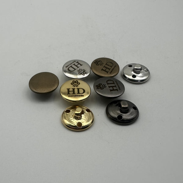 Custom Logo Clothing Buttons,Shank Button,Round Metallic Shank Buttons,Sewing Buttons Personalized Design,18mm Gold/Silver/Bronze/Gun Black