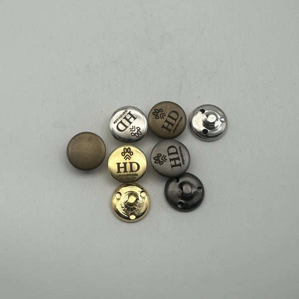 Custom Logo Clothing Buttons,Shank Button,Round Metallic Shank Buttons,Sewing Buttons Personalized Design,18mm Gold/Silver/Bronze/Gun Black