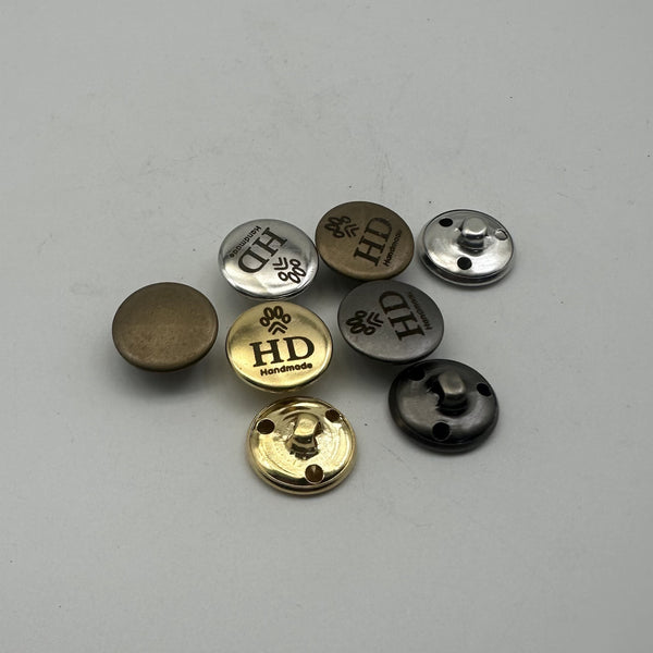 Custom Logo Clothing Buttons,Shank Button,Round Metallic Shank Buttons,Sewing Buttons Personalized Design,18mm Gold/Silver/Bronze/Gun Black