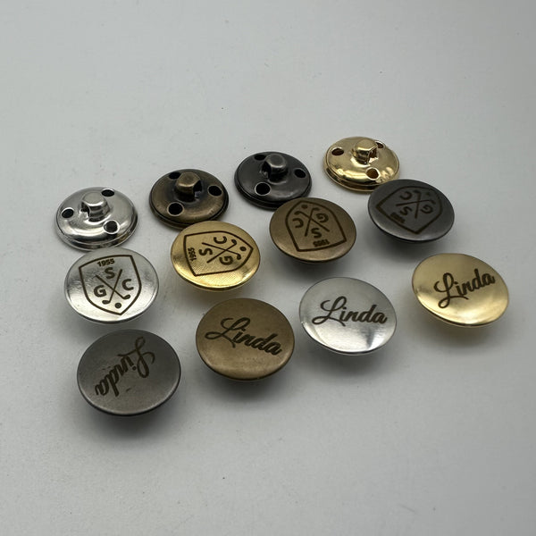 20mm Custom Logo Clothing Buttons,Shank Button,Round Metallic Shank Buttons,Sewing Buttons Personalized Design