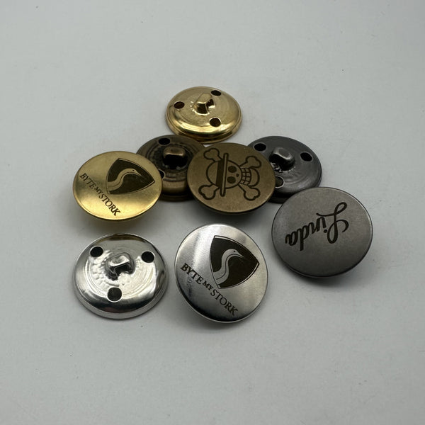 25mm Custom Logo Clothing Buttons,Shank Button,Round Metallic Shank Buttons,Sewing Buttons Personalized Design,15mm Gold/Silver/Bronze/Gun Black