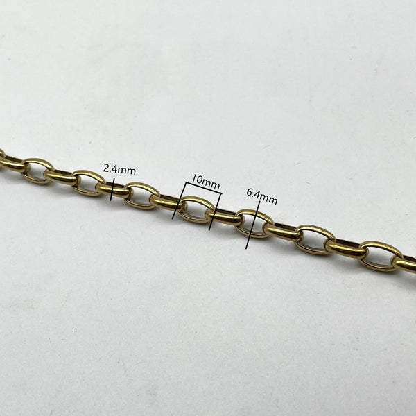 Vintage Brass Flat Oval Chain - Handmade DIY Jewelry Accessory