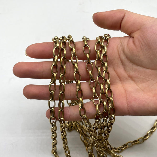 Vintage Brass Flat Oval Chain - Handmade DIY Jewelry Accessory