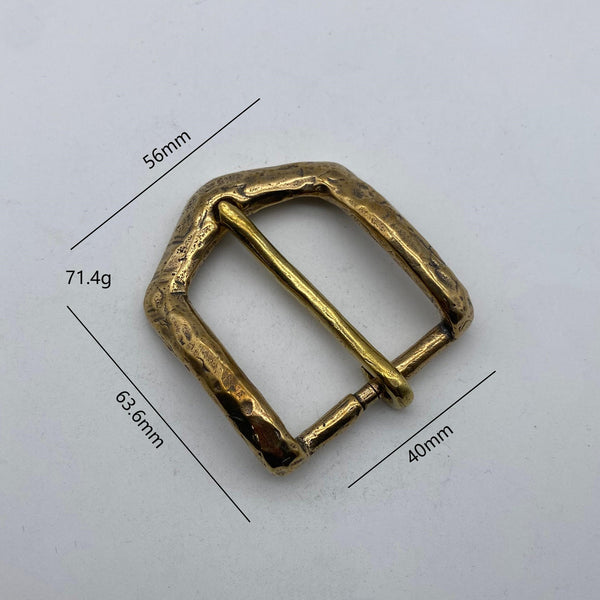 Vintage Textured Brass Belt Buckle,Heavy Duty Hand-Forged Metal Buckle 40mm