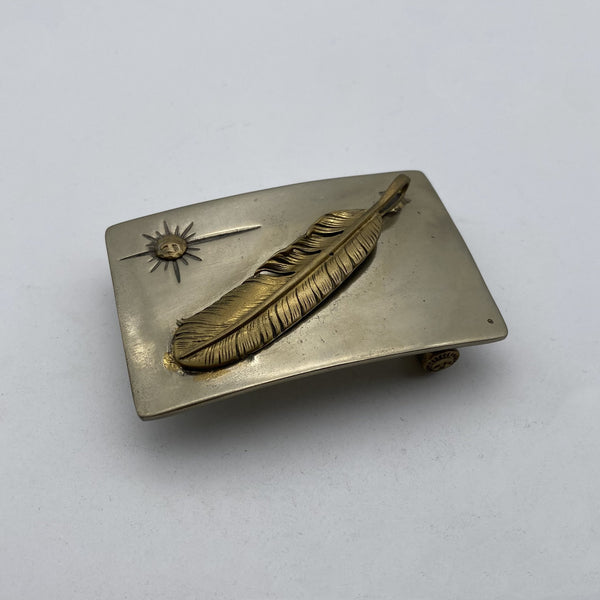 Nickel Silver Plain Buckle with Feather Welded,Custom Buckle with Personalized Mark&nbsp;