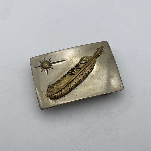 Nickel Silver Plain Buckle with Feather Welded,Custom Buckle with Personalized Mark&nbsp;