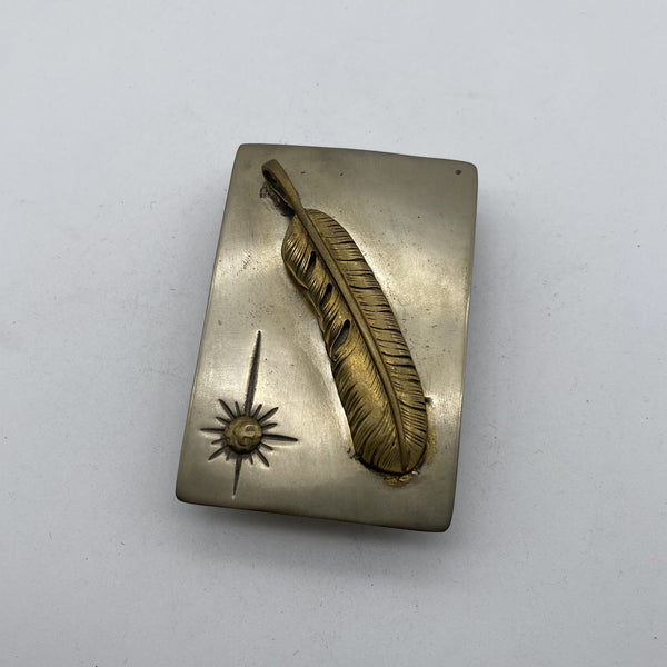 Nickel Silver Plain Buckle with Feather Welded,Custom Buckle with Personalized Mark&nbsp;