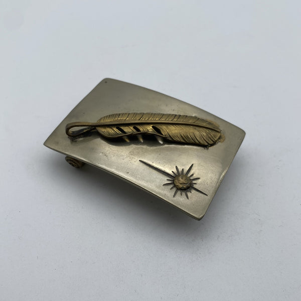 Nickel Silver Plain Buckle with Feather Welded,Custom Buckle with Personalized Mark&nbsp;