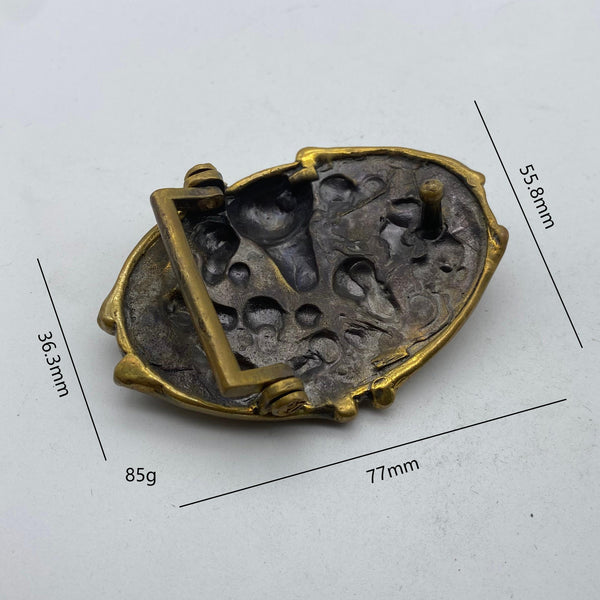 Skull & Bones Brass Belt Buckle,3D Carved Gothic Vintage Metal Accessory