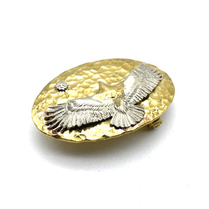 Brass Oval Hammered Plain Buckle with Large Eagle Goros Style Buckle
