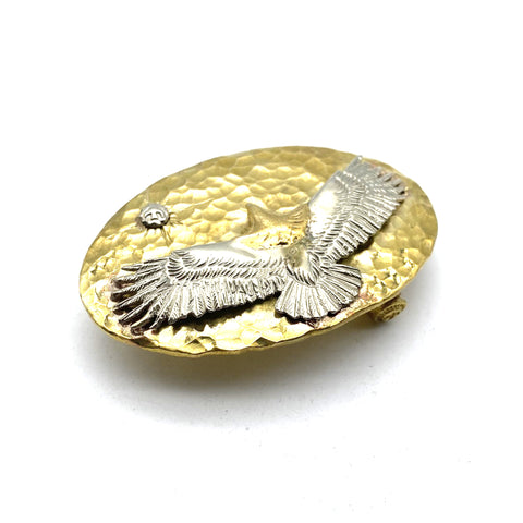 Brass Oval Hammered Plain Buckle with Large Eagle Goros Style Buckle