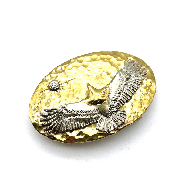 Brass Oval Hammered Plain Buckle with Large Eagle Goros Style Buckle