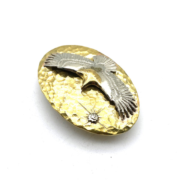 Brass Oval Hammered Plain Buckle with Large Eagle Goros Style Buckle