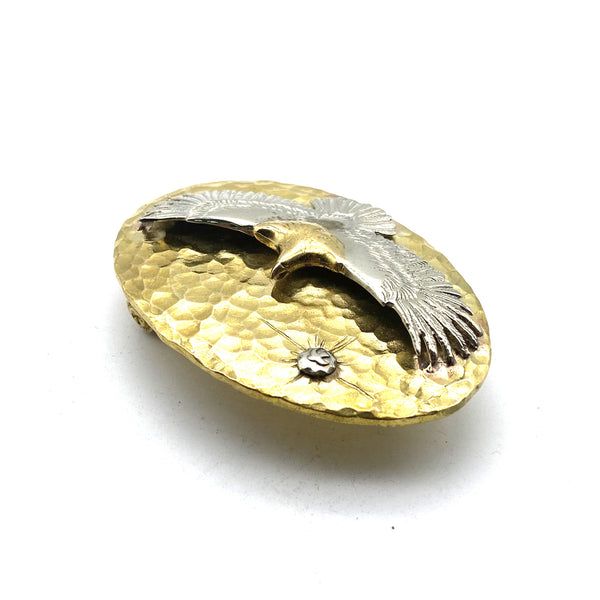 Brass Oval Hammered Plain Buckle with Large Eagle Goros Style Buckle