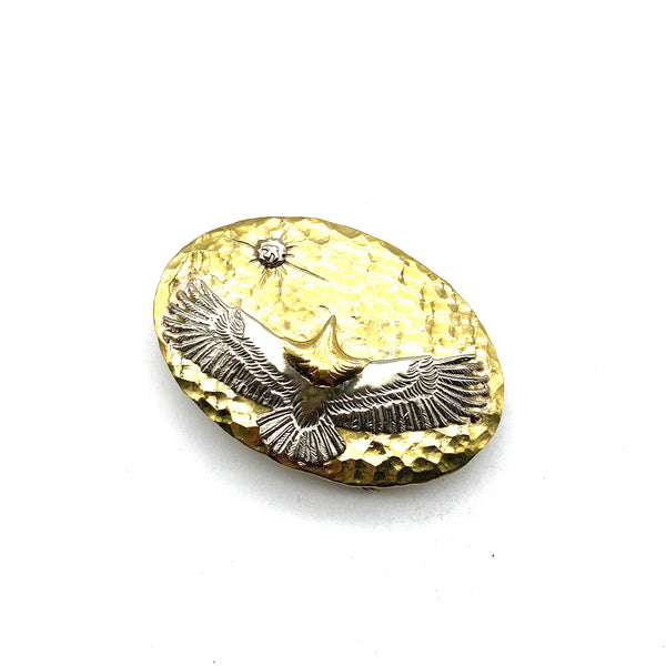 Brass Oval Hammered Plain Buckle with Large Eagle Goros Style Buckle