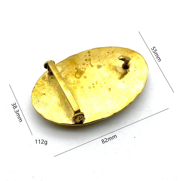 Brass Oval Hammered Plain Buckle with Large Eagle Goros Style Buckle