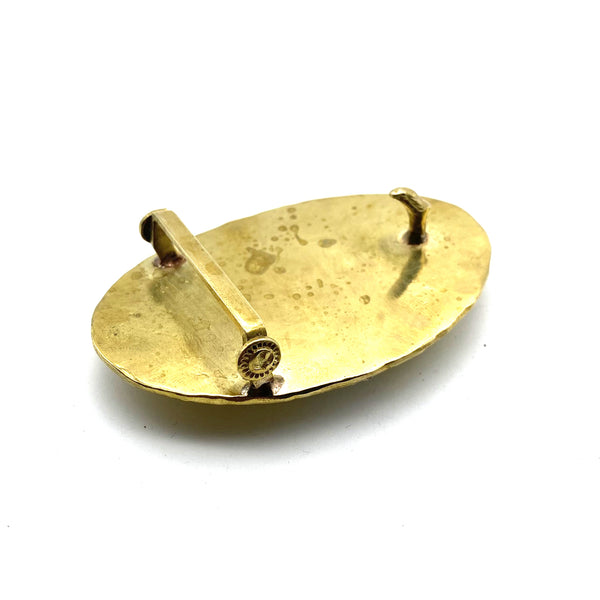 Brass Oval Hammered Plain Buckle with Large Eagle Goros Style Buckle