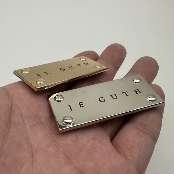 Custom Bag Label Silver Metal Label Leather Bag Tag Personalized Brand