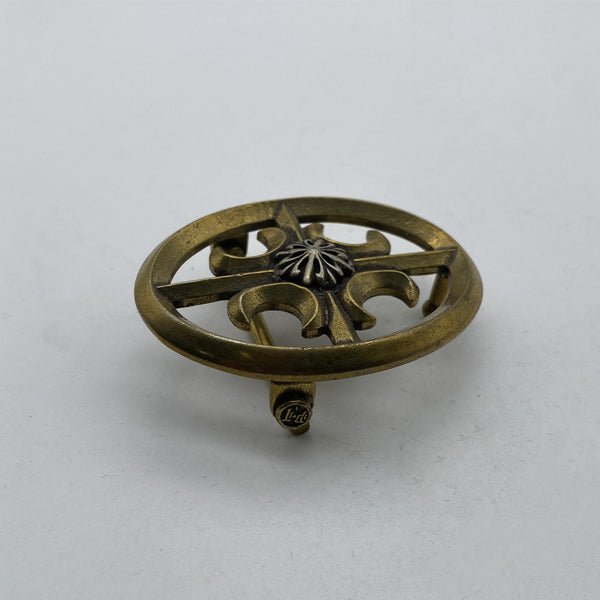 Artisan Floral Totem Belt Buckle,Retro Two-Tone Brass Accessory for Leather Belts