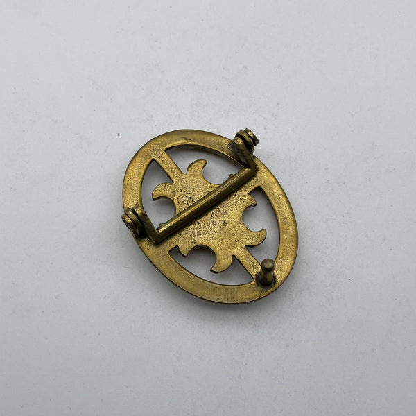 Artisan Floral Totem Belt Buckle,Retro Two-Tone Brass Accessory for Leather Belts