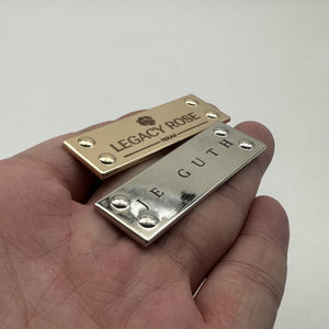 Custom Bag Label Silver Metal Label Leather Bag Tag Personalized Brand