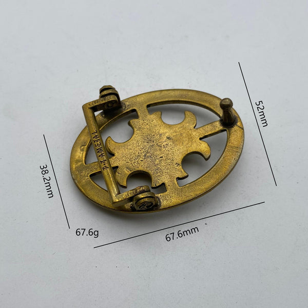 Artisan Floral Totem Belt Buckle,Retro Two-Tone Brass Accessory for Leather Belts
