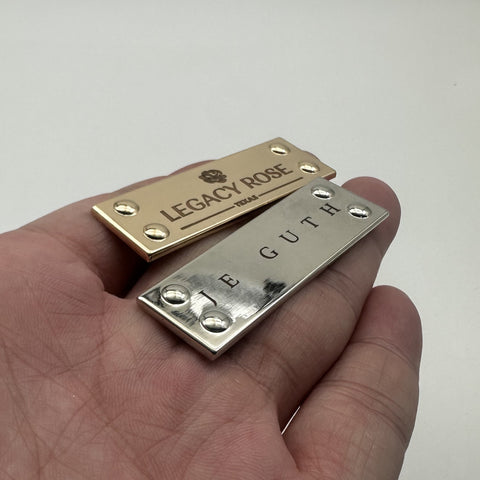 Custom Bag Label Silver Metal Label Leather Bag Tag Personalized Brand