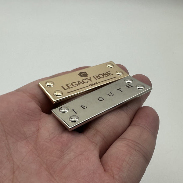 Custom Bag Label Silver Metal Label Leather Bag Tag Personalized Brand