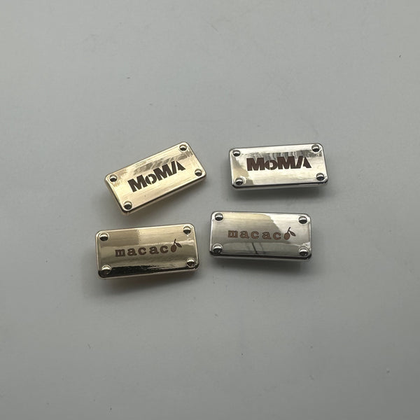 Customized Backpack Label Alloy Label Leather Bag Tag Personalized Brand Luggage Labels 25*12mm Light Gold/Silver